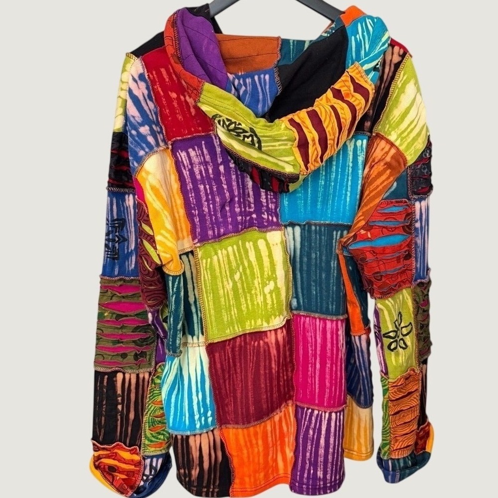 Boho Hippie zip up Dragonfly, patchwork hoodie women's